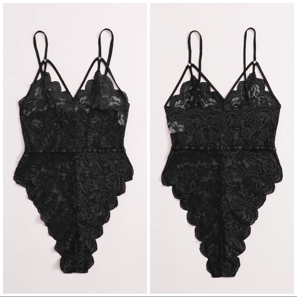 New Sexy Black Lace Teddy Bodysuit - Picture 2 of 5